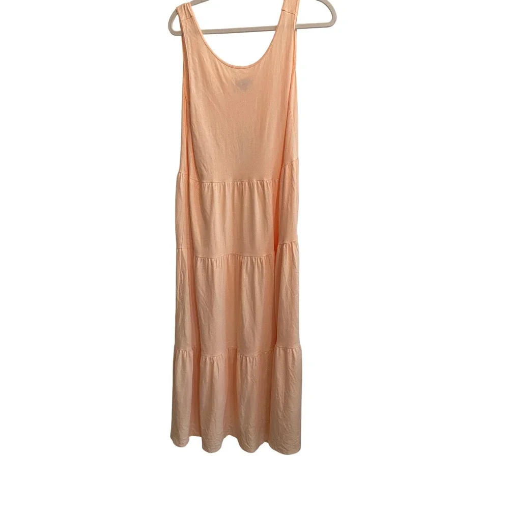 J.Crew Womens Peach Cotton Jersey Tiered Maxi Dress Sleeveless Size M NWT